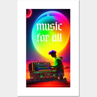 Music for all cute boy make music in the desert with beautiful moon view Posters and Art